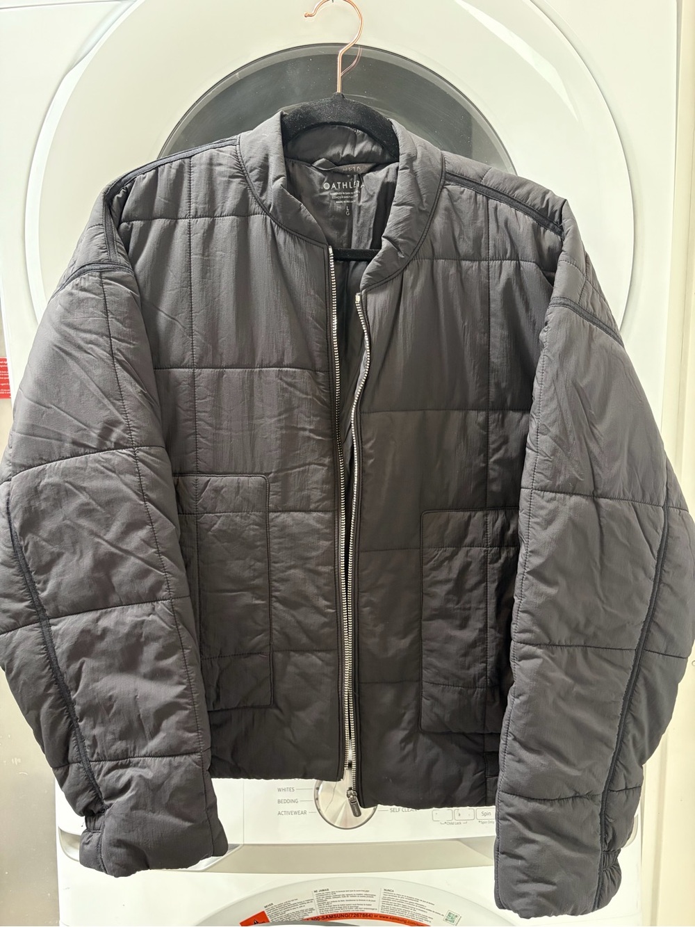 Athleta black Quilted Bomber Jacket